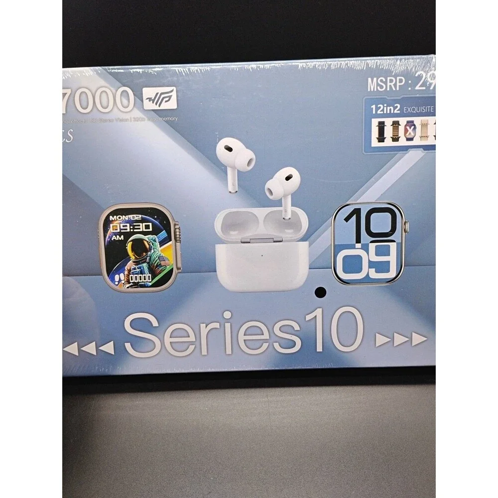 Smart Watch Bundle 2 Watch Faces 4 Interchangable Bands With Wireless Earbuds.